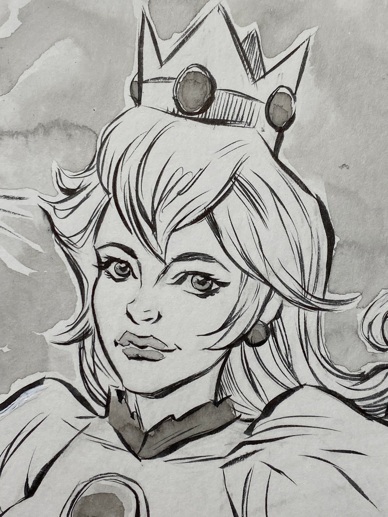 Princess Peach Original Art Sketch 6x9 Etsy