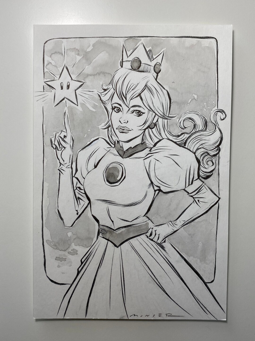 Princess Peach Original Art Sketch 6x9 Etsy