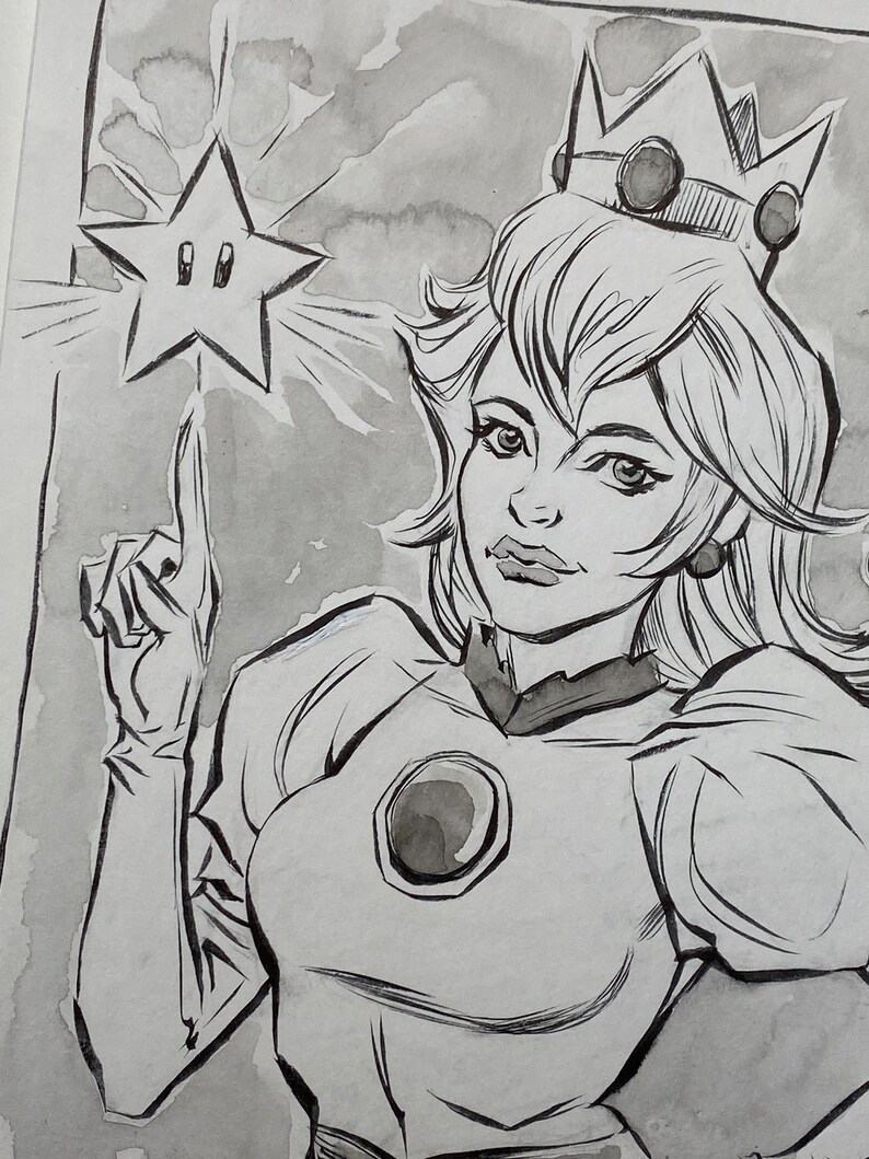 Princess Peach Original Art Sketch 6x9 Etsy