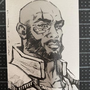 Jet Black - Cowboy Bebop Sketch Card 2.5&quot; x 3.5&quot;