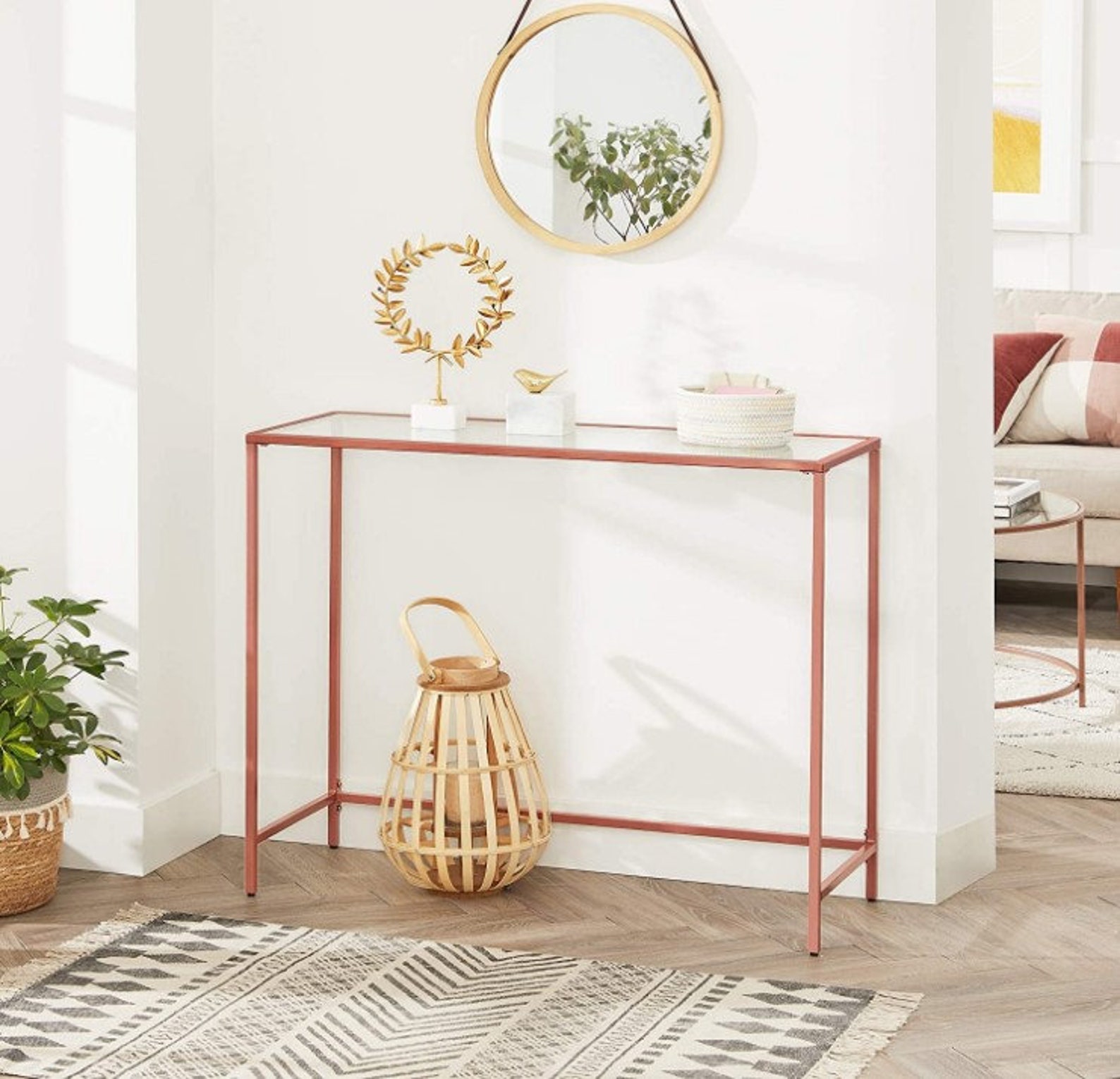 Rose Gold Console Table Luxury Console Table Hollywood Etsy