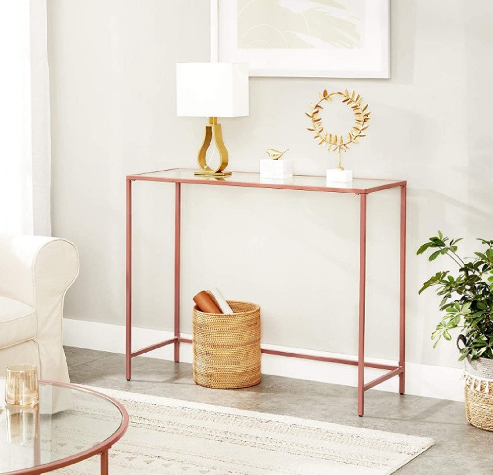 Rose Gold Console Table Luxury Console Table Hollywood Etsy