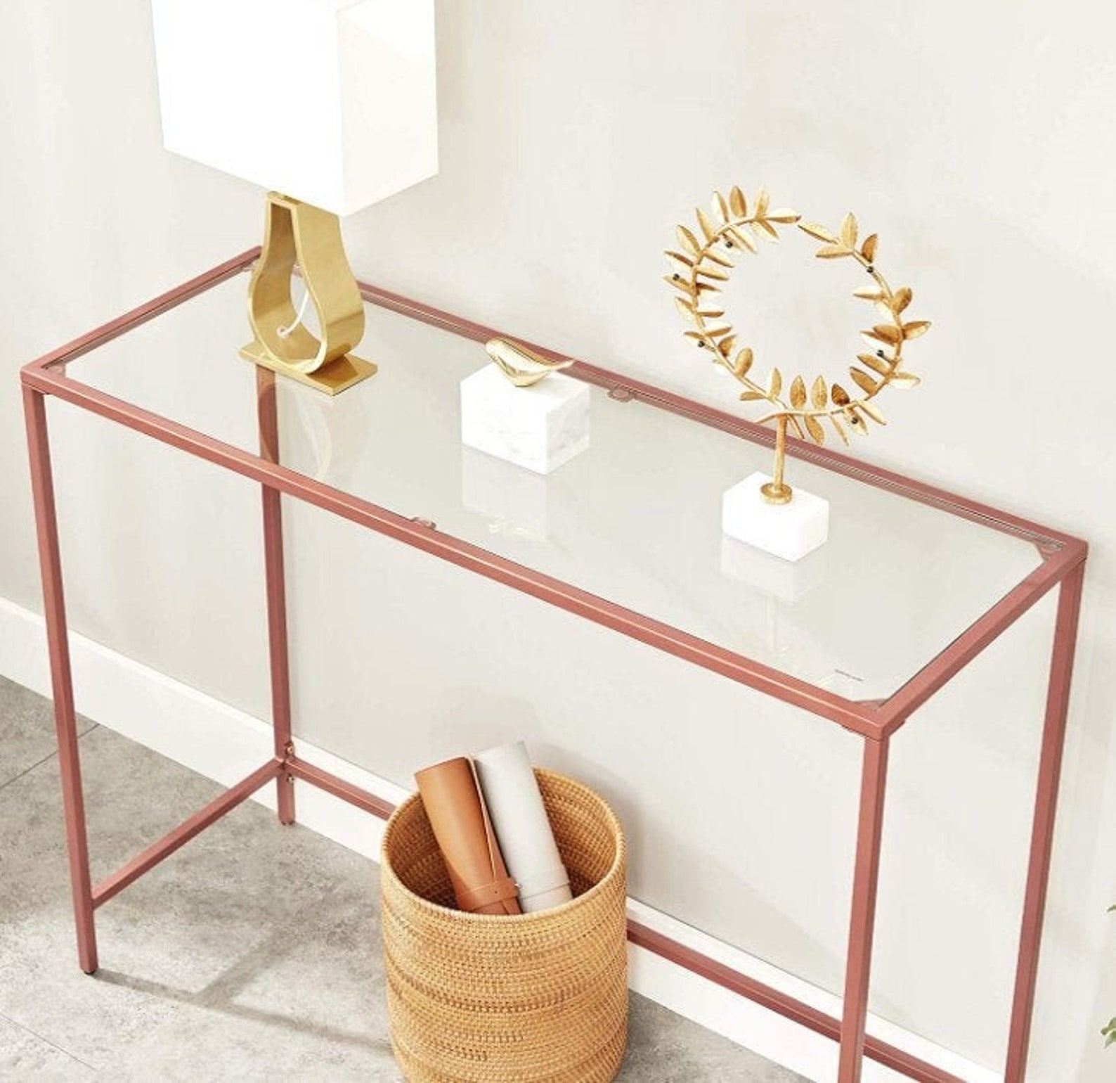 Rose Gold Console Table Luxury Console Table Hollywood Etsy