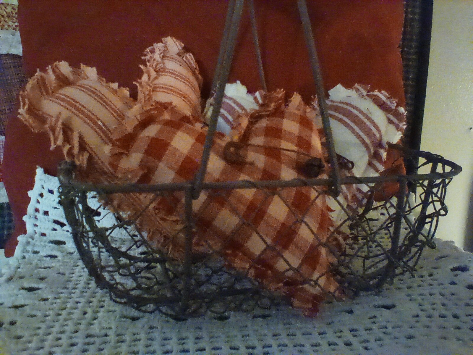 Set of Three Country Rag Homespun Bowl Fillers Ornaments - Etsy