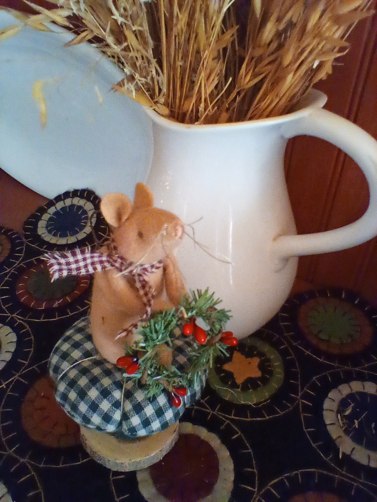 Folkart Country Mouse Pinkeep Pincushion Ornament Make-do - Etsy