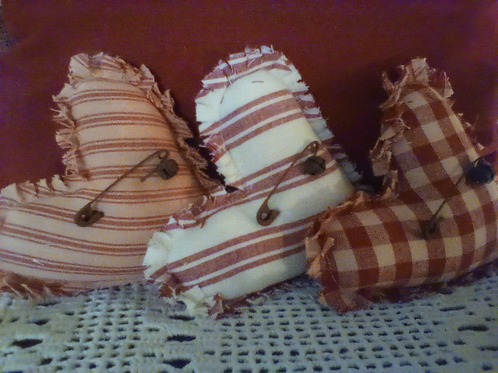 Set of Three Country Rag Homespun Bowl Fillers Ornaments - Etsy