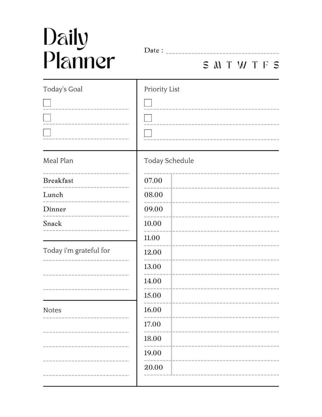 Daily/monthly Printable Planner INSTAND DOWNLOAD Etsy