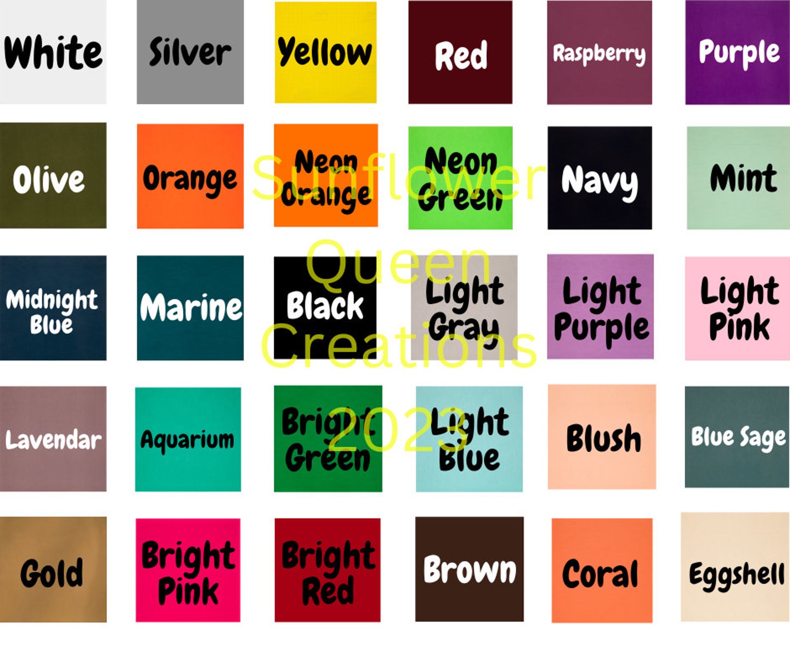 Paper Studio Vinyl Color Chart Printable Use Digitally in Your Online