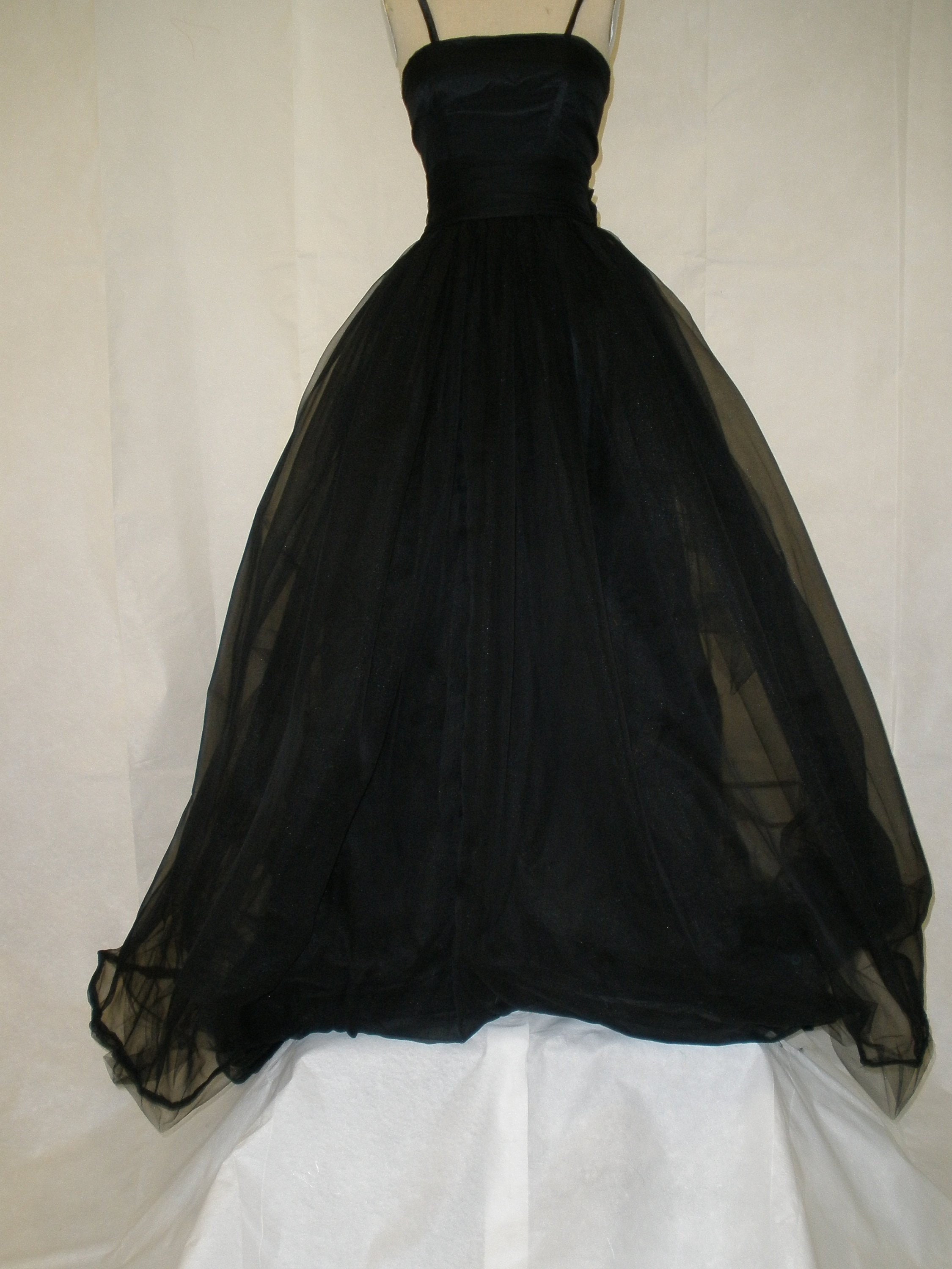 black silk evening gown