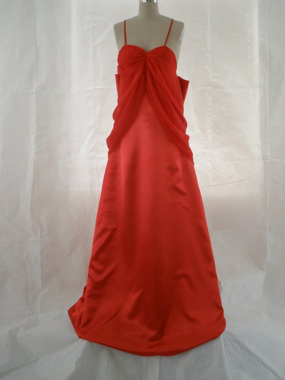 red chiffon evening gown