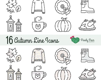 Autumn Line Icons Digital Download | Fall Vector Graphics | Planner Icons | Bullet Journal Graphics | Website Icons | Autumn Clip Art