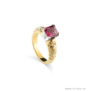 14K Yellow Gold Ring with Rhodolite Garnet