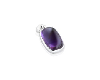 Amethyst Rectangular Cabochon and Silver Pendant
