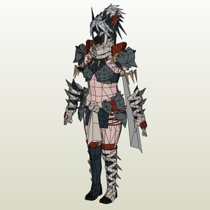 Monster Hunter GU Low Rank - G Rank Silverwind Nargacuga Female Blademaster / Gunner Armor Papercraft Files for Foam Cosplay PDO Files