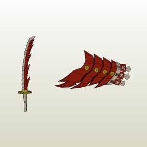 Monster Hunter 4U Dah&#39;ren Mohran Sword and Shield Poise Papercraft Files for Foam Cosplay PDO Files