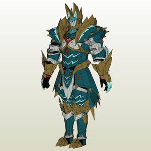 Monster Hunter 4U / GU High Rank Zinogre EX Male Blademaster Armor Papercraft Files for Foam Cosplay PDO Files