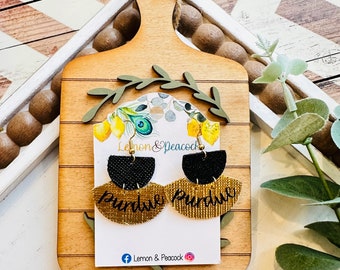 Purdue Black and Gold Double Drop Earrings