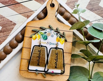 Purdue Black and Gold Frame Earrings