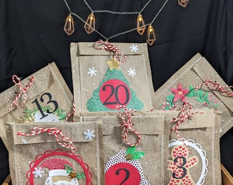 Adventskalender, Countdown für Weihnachten, Adventsbeutel, Adventskalender-Kit