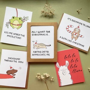 inkbymi - Coffret animaux des Fêtes | Cartes de voeux animaux mignons | Jolies cartes de vœux | Jeu de cartes de Noël | Lot de cartes de voeux