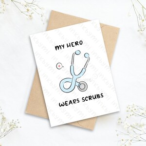 Appréciation du personnel infirmier | Carte d’appréciation du médecin | Mon héros porte des gommages | Carte de vœux de l’infirmière| Merci NHS| Merci docteur| Carte d’infirmière mignonne