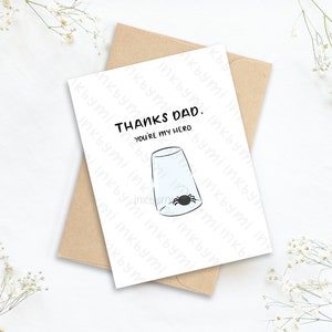 Carte de fête des pères mignonne | Carte papa | Drôle de carte de fête des pères | Merci papa | Tuer l’araignée | Joyeux anniversaire papa | Appréciation du papa | Sot