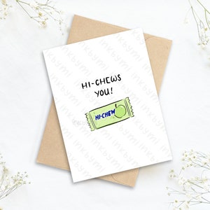 Carte de vœux asiatique | Salut à mâcher | Carte de vœux de collation asiatique | Punny card | Jolie carte punny | Carte Kawaii | Je t’aime carte | Drôle de carte | Amusement