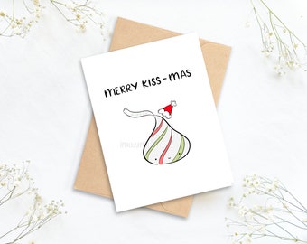 Merry kiss-mas | Hersheys kisses card | Hershey card | Cute chocolate card | Chocolate christmas | Cute chocolate card | Kiss me card