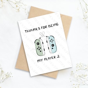 Merci d’être ma carte de vœux Player 2 | Changer de carte | Nintendo switch | Carte de joueur | Couple de joueurs | Changer | Je t’aime carte | Mariage