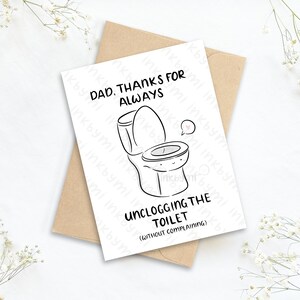 Papa, merci de toujours déboucher la carte de vœux des toilettes | Carte de fête des pères | Carte papa | Appréciation du papa | Carte Père | Je t’aime papa