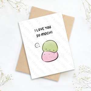 Je t’aime tellement carte mochi | Je t’aime tellement carte | Carte anniversaire | Je t’aime carte | Carte d’anime | Carte Kawaii | Jeu de mots | Japonais