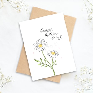 Carte de bonne fête des mères | Joyeuse marguerite | Carte marguerite | Carte de fleurs fête des mères | Carte florale | Fleurs mignonnes | Carte d'appréciation de maman