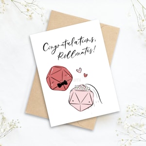 Félicitations rollmates | Carte du MDN | Donjons et mariage de dragons | carte de mariage D&D | Mariage MDN | Dés du MDN | Dnd drôle de carte | Fiançailles