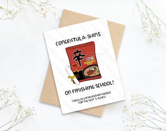 Congratula-Shins on Finishing School! (Shin Ramen) Greeting Card | Shin ramen | Ramen carrd | Funny ramen card | Instant noodle card | Silly