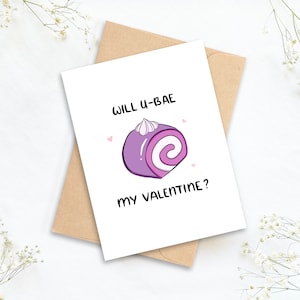 U-bae ma carte de vœux de Saint-Valentin | Carte de vœux de la Saint-Valentin | Carte Saint-Valentin | Desserts philippins | Carte Ube | Ube jeu de mots | Mignon