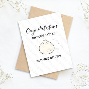 Cute baby shower card | Dumpling card | Expecting card | Bao illustration | Welcome baby card | Congratulations on the baby | Soon to be mom