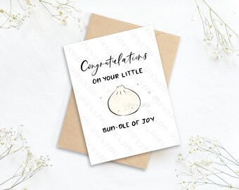 Carte de douche de bébé mignonne | Carte de boulette | Attente de | de carte Illustration Bao | Carte bébé de bienvenue | Félicitations pour le bébé | Bientôt maman