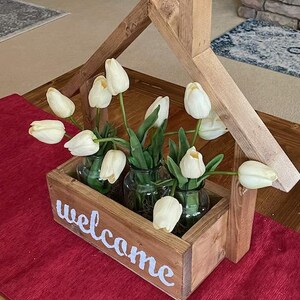 Farmhouse Table Centerpiece Caddy: Solid Wood, Rustic Charm