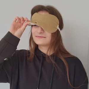 Linen Eye Sleep Mask Sleeping • Organic Oeko-TEX Standard • Blindfold Eye Shade cover adjustable strap • Travel Meditation • Gift Woman Man