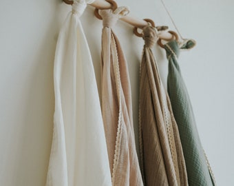 Organic Muslin Baby Swaddle Blanket • Cotton, Lace Option