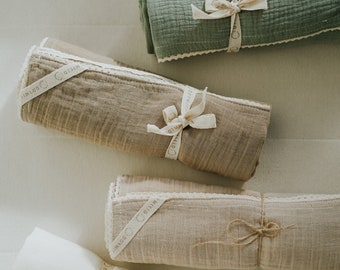 Organic Swaddle Baby Blanket • Pure Muslin Super Soft Oeko-TEX Standart • Swaddling Wrap Throw • Stroller Blanket • Baby Shower Newborn Gift