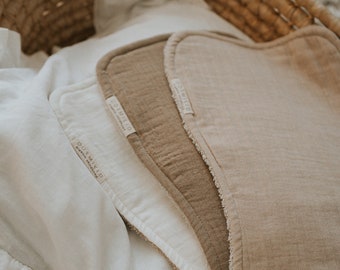 Ensemble de lingettes pour les rots en mousseline bio • Coton doux, cadeau nouveau-né