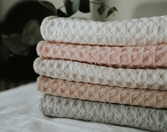 Ensemble de lingettes gaufrées en coton bio • Coussinets de protection en mousseline