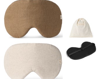 Oversized Linen Eye Sleep Mask Sleeping • Organic Oeko-TEX Standard • Eye Shade cover adjustable strap • Travel Meditation • Gift Woman Man