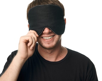 Oversized Organic Linen Sleep Mask • Adjustable Blackout Eye Cover