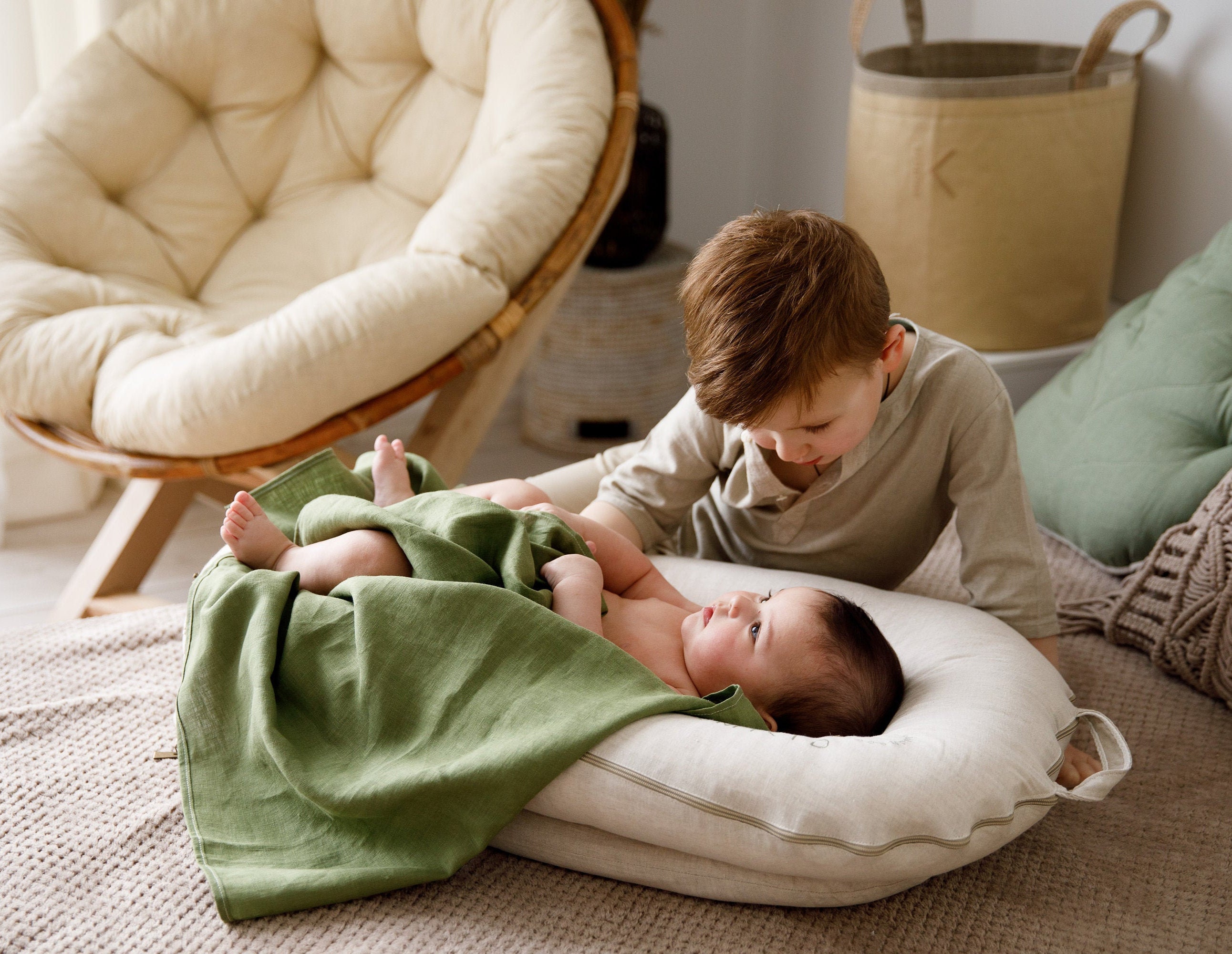 Organic Linen Baby Nest with removable cover deluxe baby Etsy