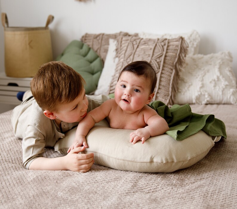 Linen Nursing Pillow With Cover Organic Breastfeeding Pillow Etsy