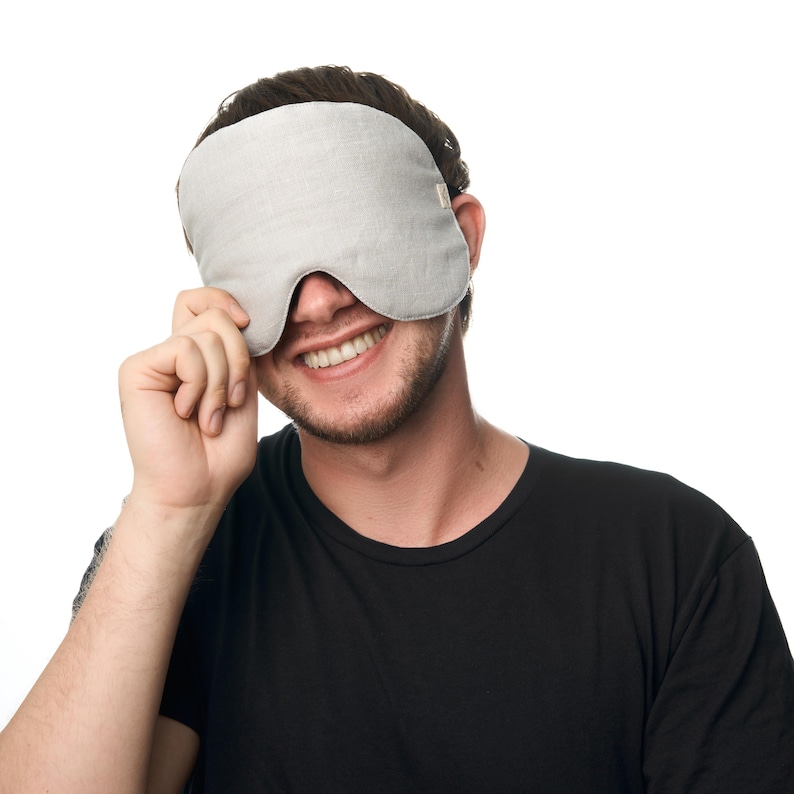 Oversized Organic Linen Sleep Mask • Adjustable Eye Shade Cover image 13