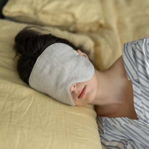 Oversized Linen Eye Sleep Mask Sleeping • Organic Oeko-TEX Standard • Eye Shade cover adjustable strap • Travel Meditation • Gift Woman Man