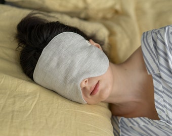 特大リネンアイスリープマスク睡眠用 • オーガニックエコテックス規格 • アイシェードカバー調節可能なストラップ • 旅行瞑想 • 女性男性へのギフト